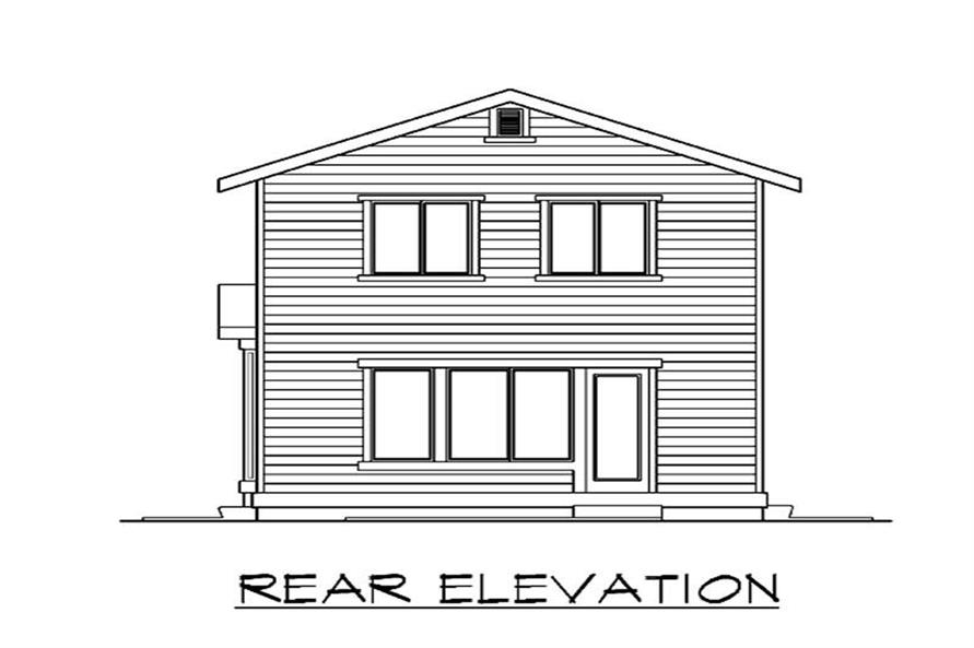 Home Plan Rear Elevation of this 4-Bedroom,1610 Sq Ft Plan -115-1304