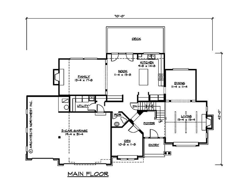 Floor Plan First Story of European Plan #115-1307