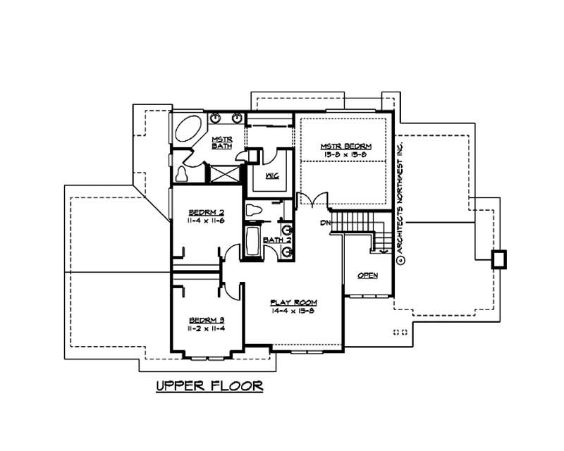 Floor Plan Second Story of European Plan #115-1307