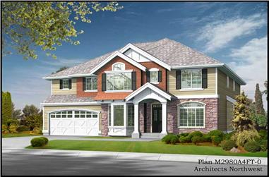 3-Bedroom, 2980 Sq Ft Traditional House Plan - 115-1309 - Front Exterior