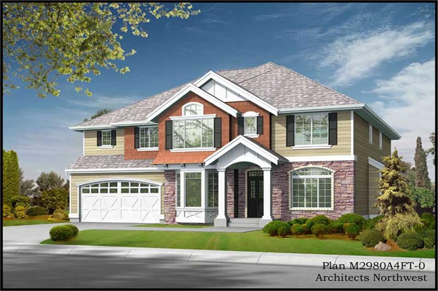 3-Bedroom, 2980 Sq Ft Traditional House Plan - 115-1309 - Front Exterior