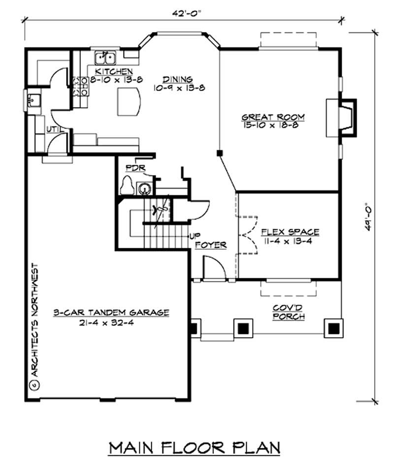 Floor Plan First Story of Ranch Plan #115-1310