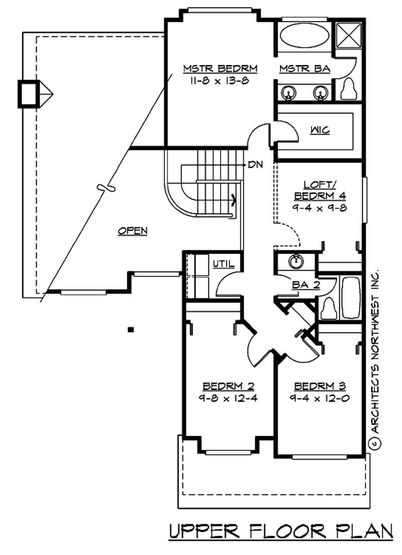 Floor Plan Second Story of Craftsman Plan #115-1314