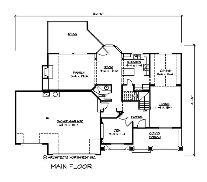 Floor Plan First Story of Colonial Plan #115-1318