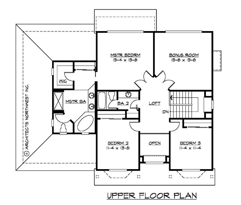 Floor Plan Second Story of Craftsman Plan #115-1320