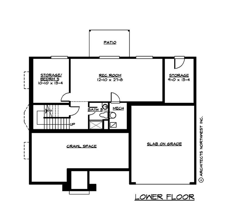 Floor Plan Basement of Craftsman Plan #115-1323