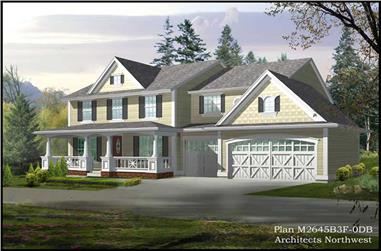 5-Bedroom, 3440 Sq Ft Country House Plan - 115-1324 - Front Exterior