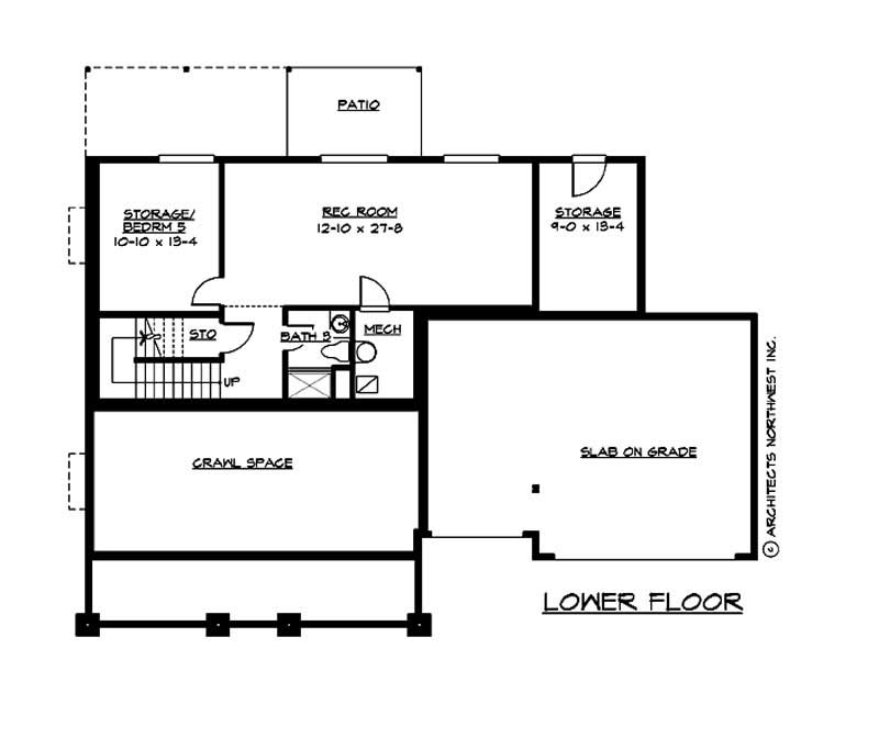 Floor Plan Basement of Country Plan #115-1324