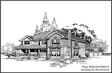 3-Bedroom, 2630 Sq Ft Country House Plan - 115-1326 - Front Exterior