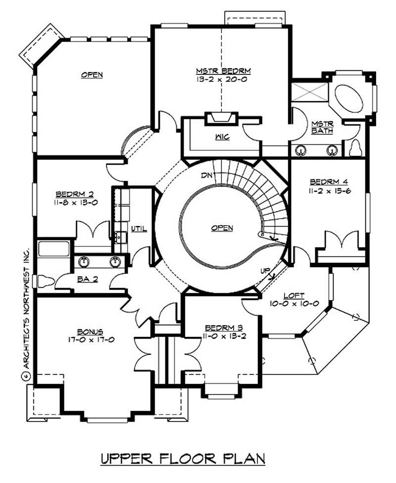 Floor Plan Second Story of Multi-Level Plan #115-1328