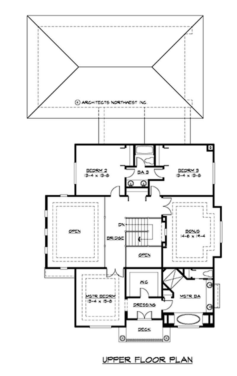 Floor Plan Second Story of European Plan #115-1331