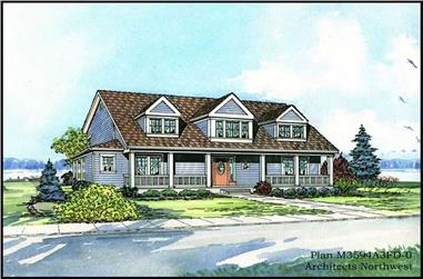 4-Bedroom, 3594 Sq Ft Country Home Plan - 115-1336 - Main Exterior