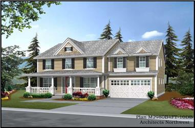 1-Bedroom, 3669 Sq Ft Country Home Plan - 115-1337 - Main Exterior