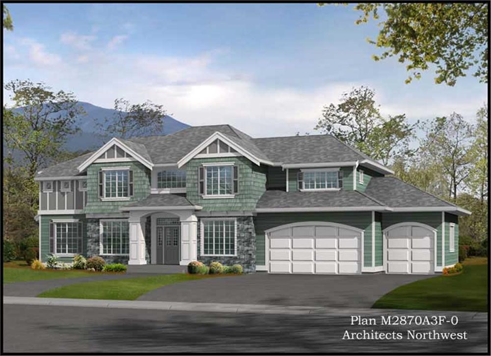 Front elevation of Shingle home (ThePlanCollection: House Plan #115-1340)