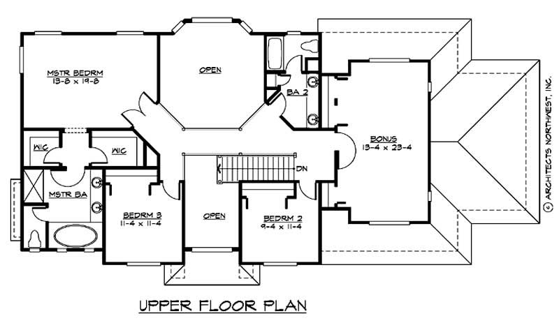 Floor Plan Second Story of Shingle Plan #115-1340