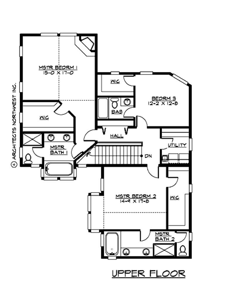 Floor Plan Second Story of Multi-Level Plan #115-1346