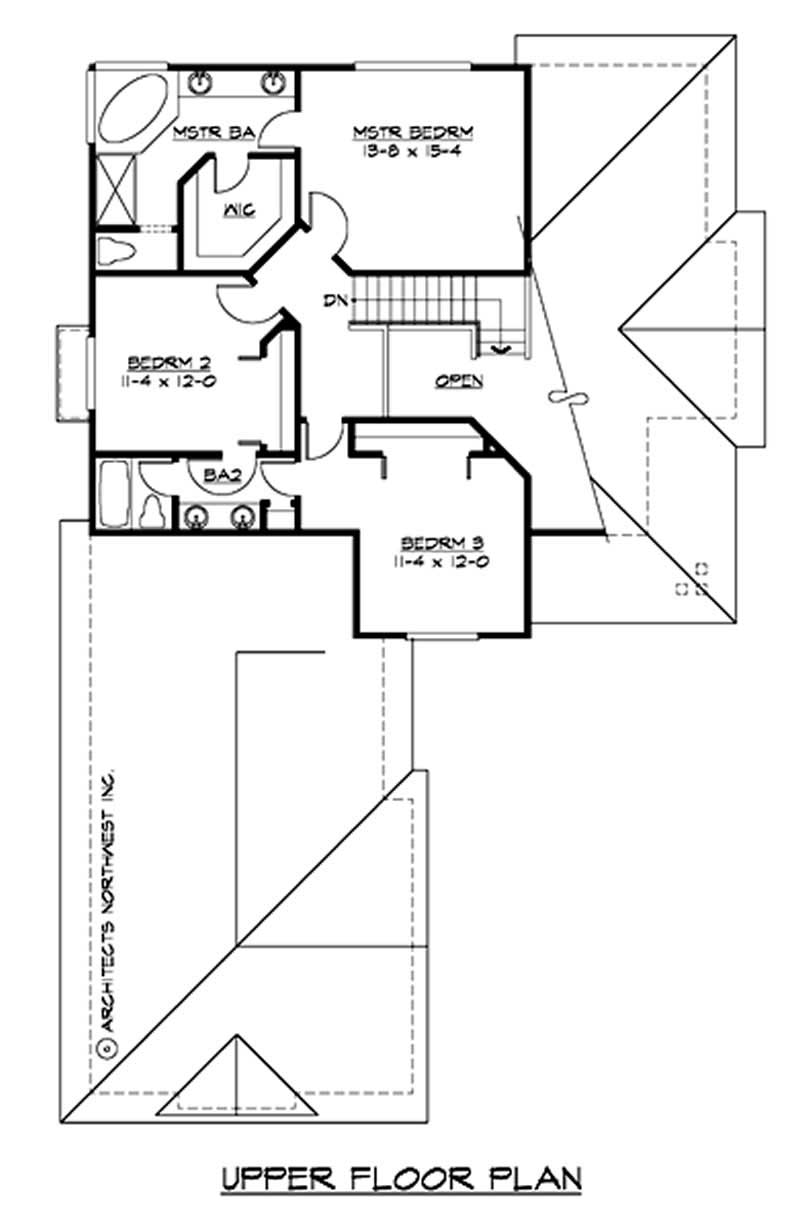 Floor Plan Second Story of European Plan #115-1349
