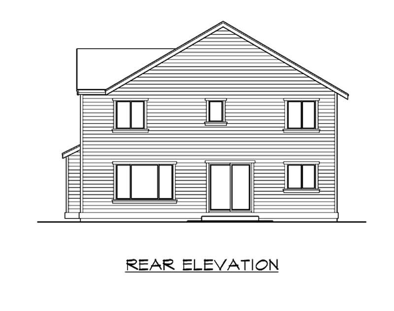 Home Plan Rear Elevation of this 4-Bedroom,1784 Sq Ft Plan -115-1358