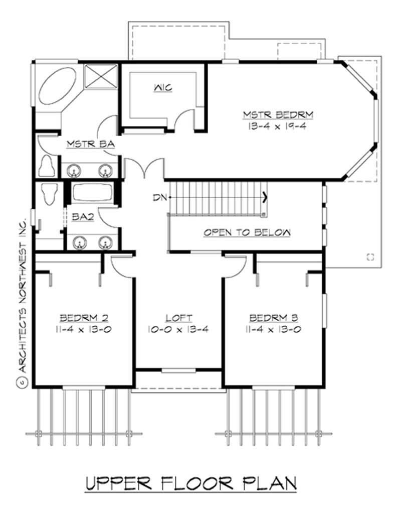 Floor Plan Second Story of Multi-Level Plan #115-1361