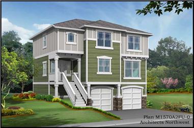3-Bedroom, 1570 Sq Ft Multi-Level House Plan - 115-1362 - Front Exterior