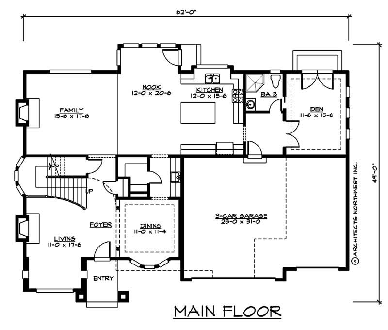 Floor Plan First Story of Craftsman Plan #115-1367