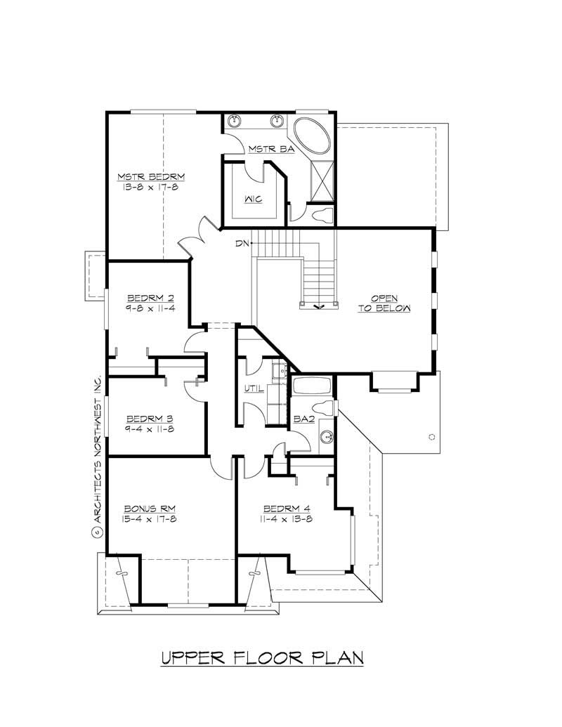 Floor Plan Second Story of Craftsman Plan #115-1396