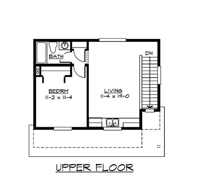 Small House Plans House Plan 1 Bedrms, 1 Baths 485 Sq Ft 1151407