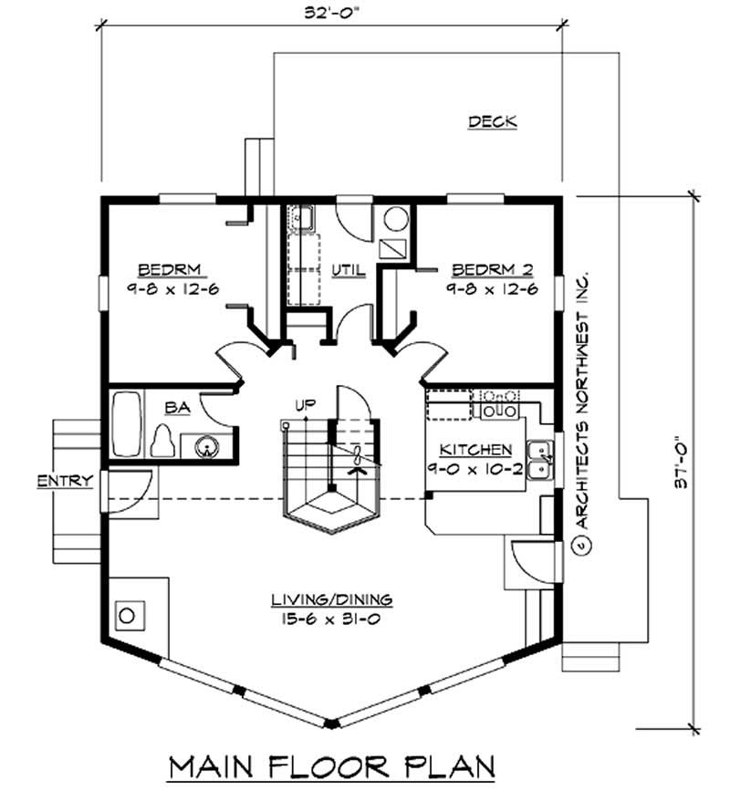 Floor Plan First Story of Log Cabin Plan #115-1409