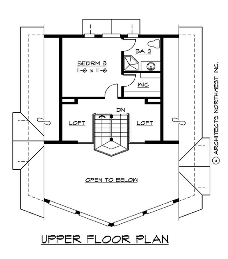 Floor Plan Second Story of Log Cabin Plan #115-1409