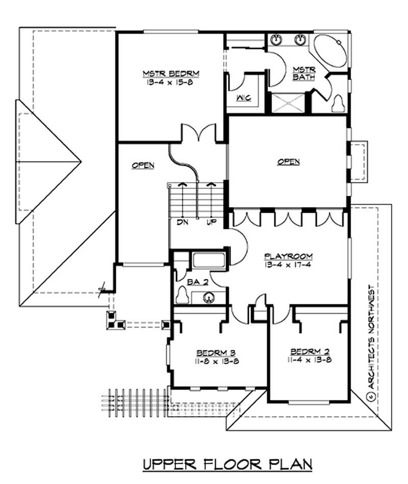 Floor Plan Second Story of Craftsman Plan #115-1411
