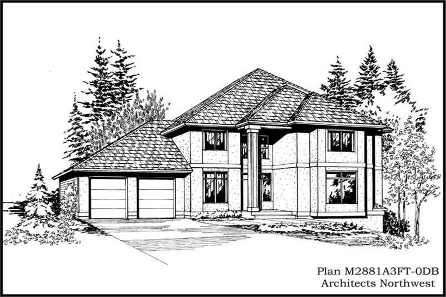 5-Bedroom, 3693 Sq Ft Contemporary Home Plan - 115-1421 - Main Exterior