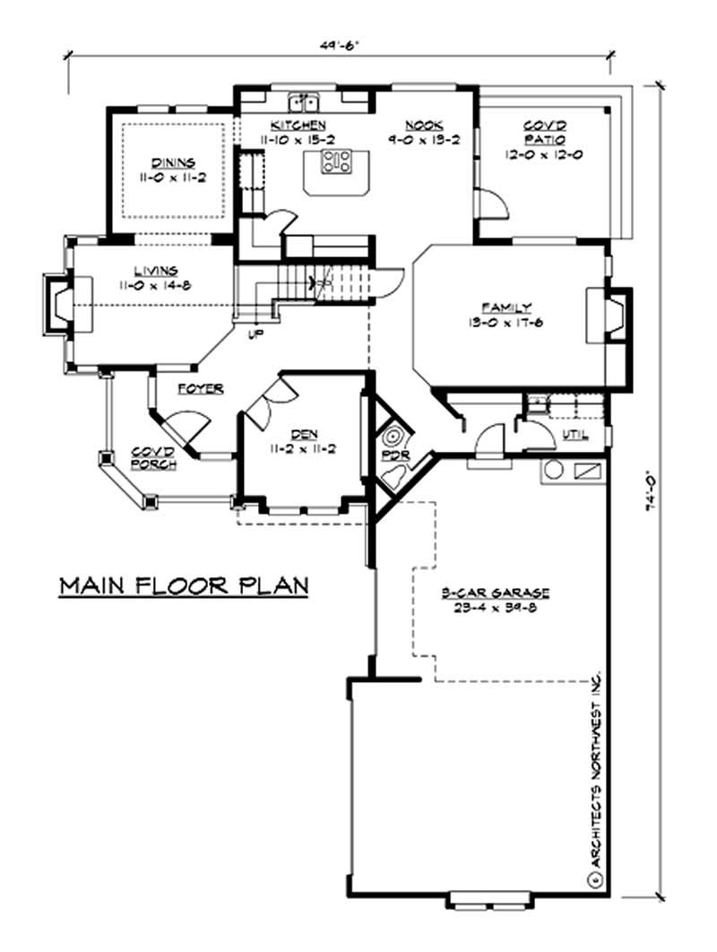 Floor Plan First Story of Country Plan #115-1422