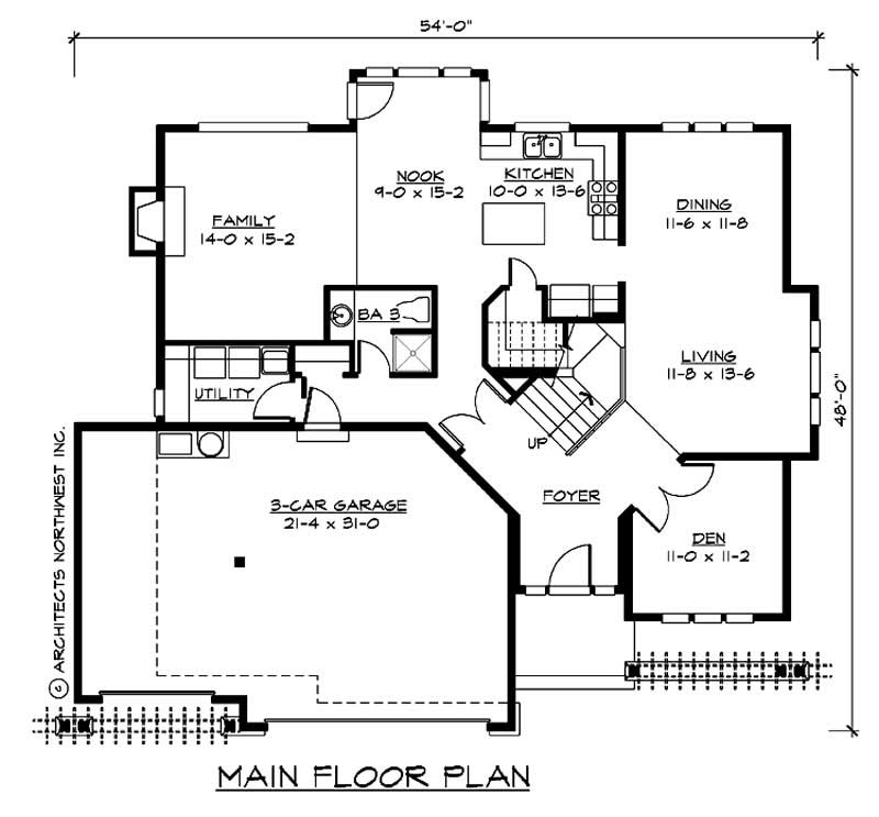 Floor Plan First Story of Craftsman Plan #115-1424