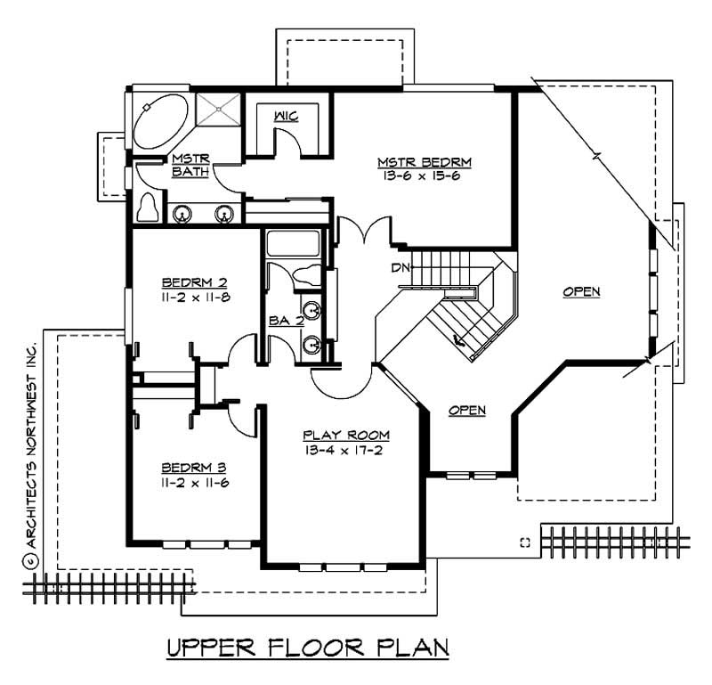 Floor Plan Second Story of Craftsman Plan #115-1424