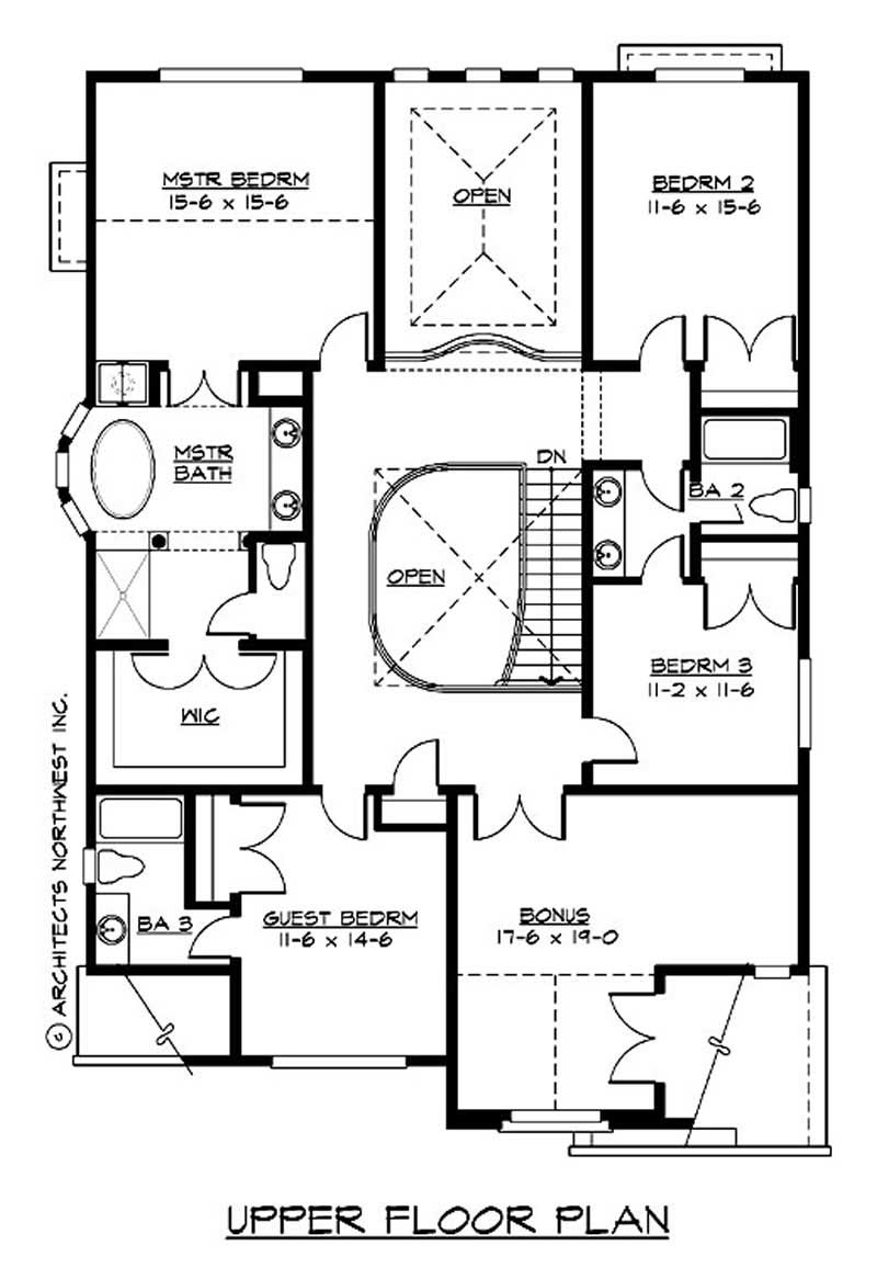 Floor Plan Second Story of Luxury Plan #115-1426