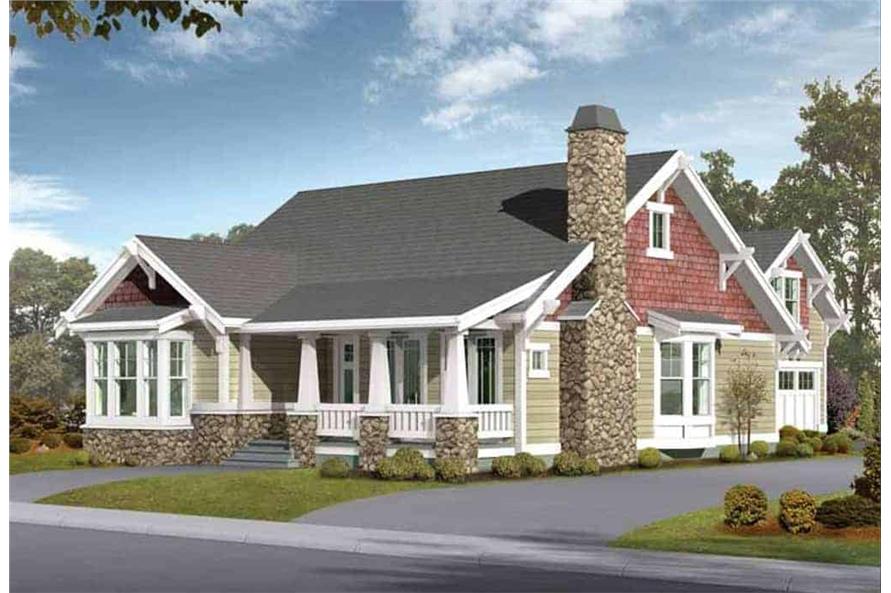 Front elevation of Craftsman home (ThePlanCollection: House Plan #115-1434)