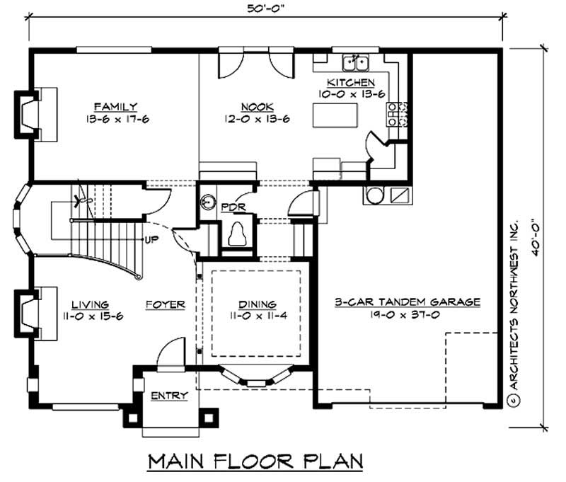 Floor Plan First Story of Traditional Plan #115-1435