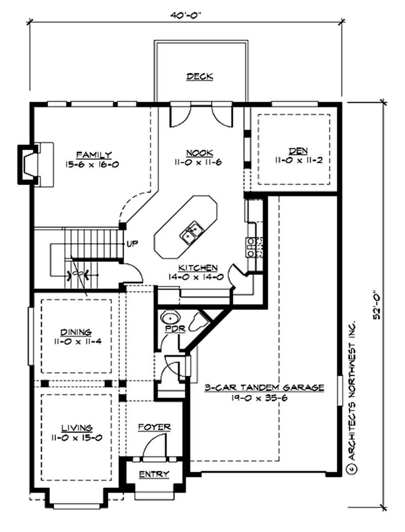 Floor Plan First Story of Tudor Plan #115-1436