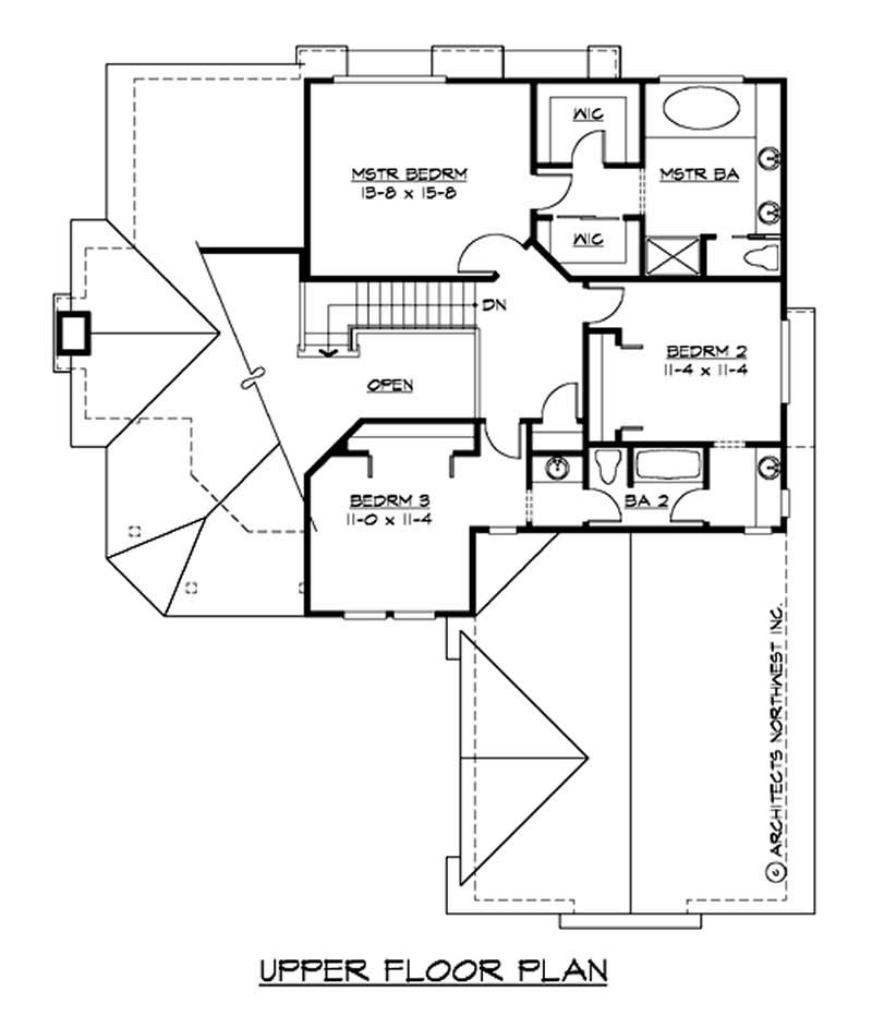 Floor Plan Second Story of Country Plan #115-1438