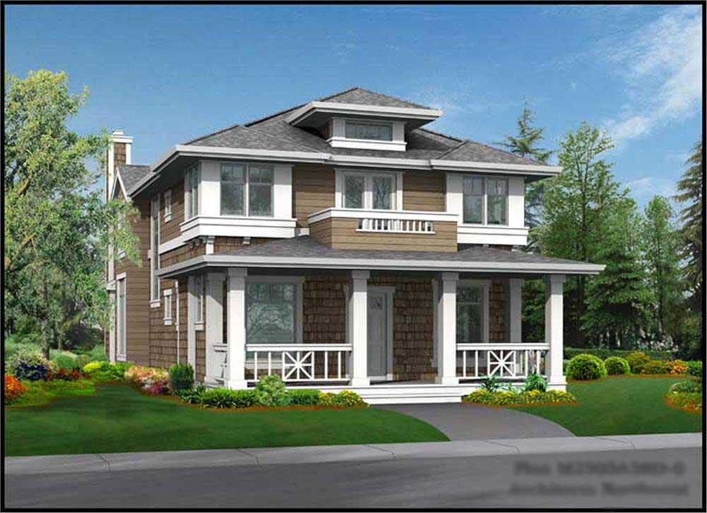 Front elevation of Craftsman home (ThePlanCollection: House Plan #115-1439)