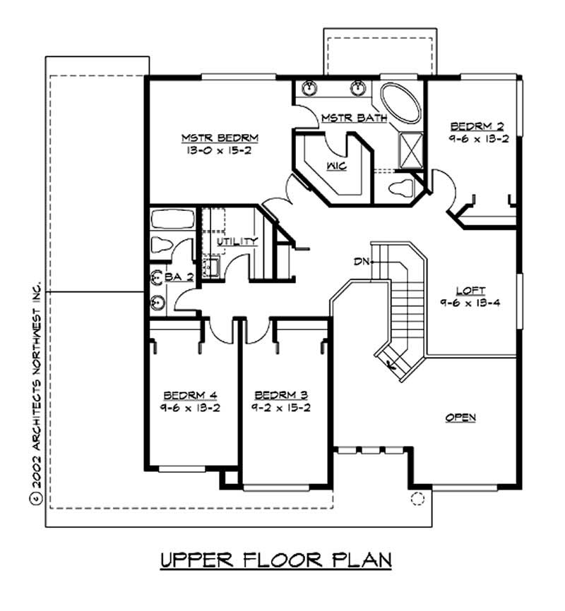 Floor Plan Second Story of Ranch Plan #115-1442