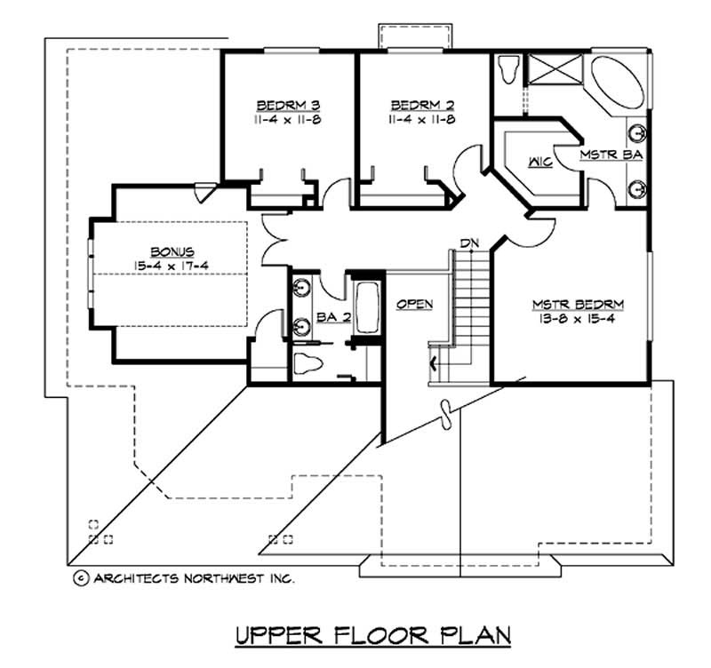 Floor Plan Second Story of Country Plan #115-1444