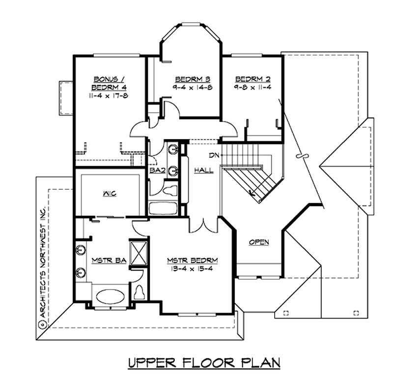 Floor Plan Second Story of Ranch Plan #115-1448