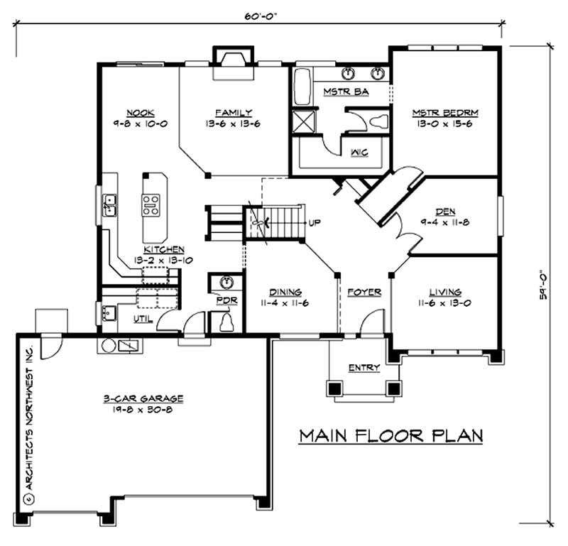 Floor Plan First Story of European Plan #115-1449