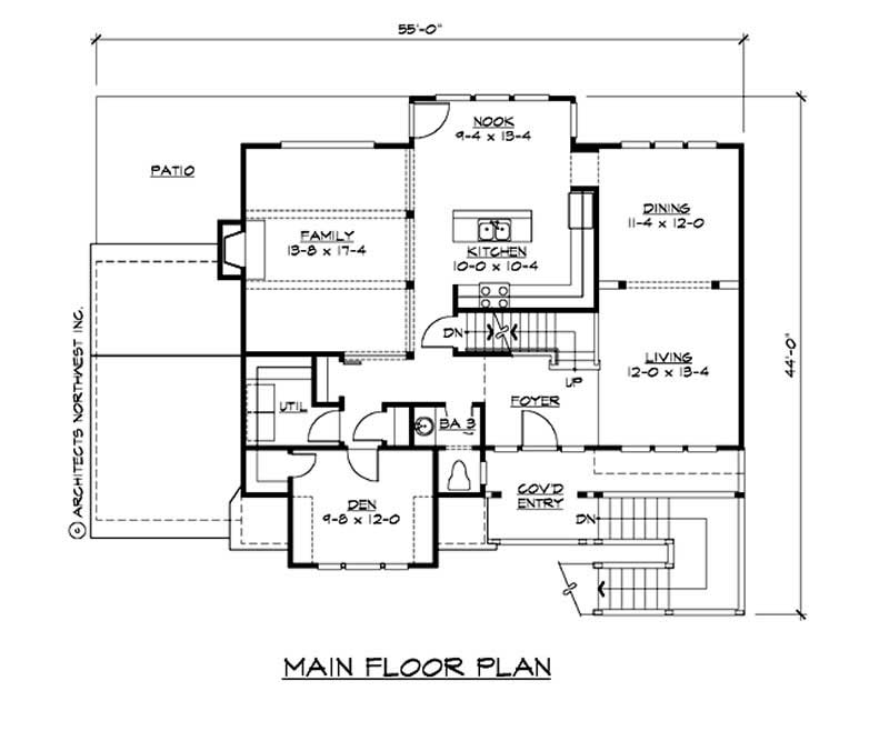 Floor Plan First Story of Country Plan #115-1450