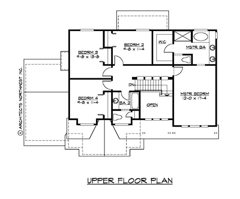 Floor Plan Second Story of Country Plan #115-1450