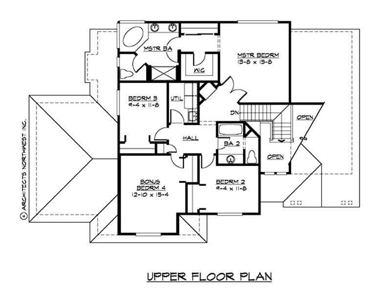 Floor Plan Second Story of Country Plan #115-1455