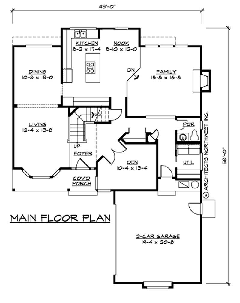 Floor Plan First Story of Cape Cod Plan #115-1458