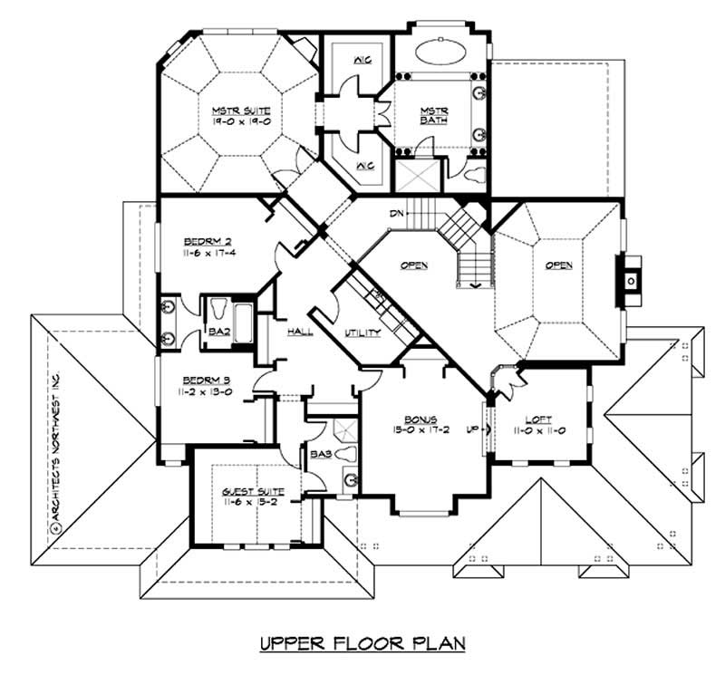 Floor Plan Second Story of Country Plan #115-1461