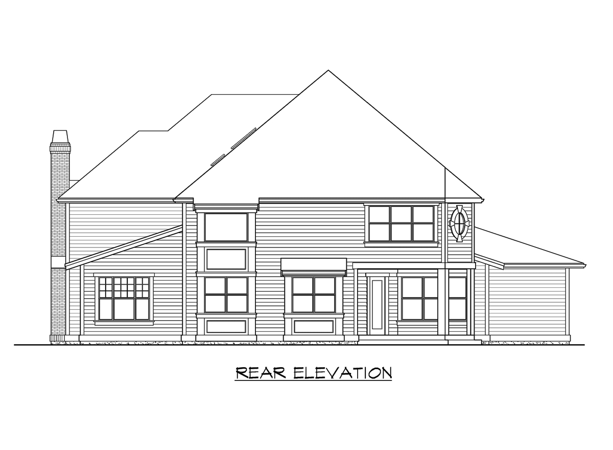 Home Plan Rear Elevation of this 4-Bedroom,4430 Sq Ft Plan -115-1461